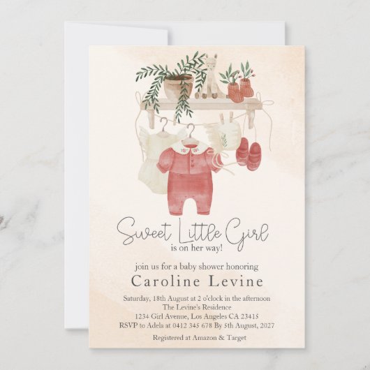 Sweet Little Girl Boho Kleidung Kinderdusche Einladung (Vorderseite)