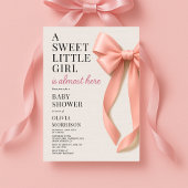 Sweet Little Girl is Almost Here Bow Baby Shower Einladung