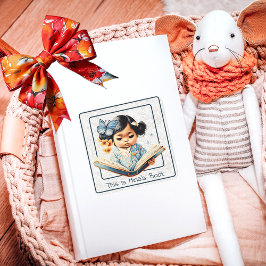 Sweet Little Girl Lesen eines Buchzeichens Quadratischer Aufkleber