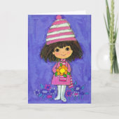 Sweet Little Girl mit Daisy Birthday Card Karte (Vorderseite)