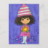 Sweet Little Girl mit Daisy Postcard Postkarte (Vorderseite)