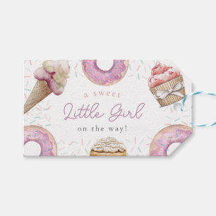 Sweet Little Girl Pink Cupcake & Donut Baby Dusche Geschenkanhänger