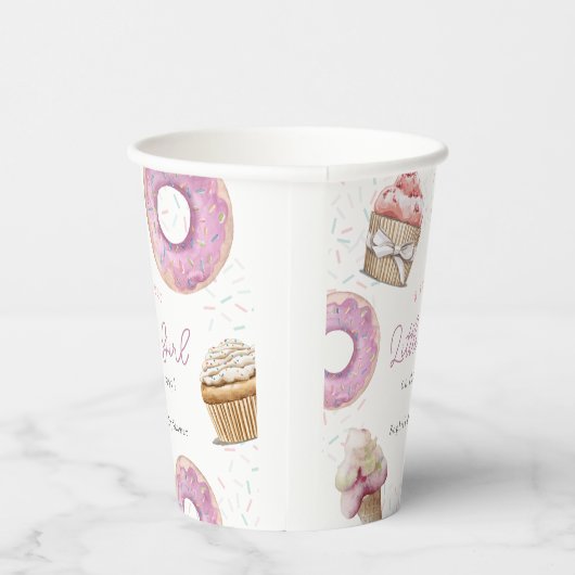 Sweet Little Girl Pink Cupcake & Donut Baby Dusche Pappbecher (Rechts)