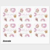 Sweet Little Girl Pink Cupcake & Donut Baby Dusche Quadratischer Aufkleber (Blatt)