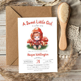 Sweet Little Girl Red Mushroom Baby Dusche Einladung