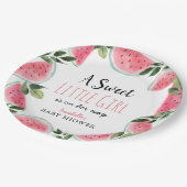 Sweet Little Girl Watermelon Babydusche Pappteller (Schrägansicht)