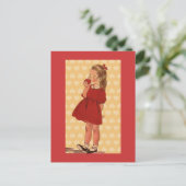 Sweet Little Girl with Apple Postcard Postkarte (Stehend Vorderseite)