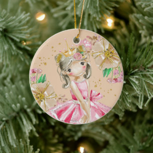 Sweet Little Glitzer Blush Ballerina Christma Keramik Ornament