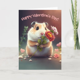 Sweet Little Hamster mit Blume Valentinstag Feiertagskarte