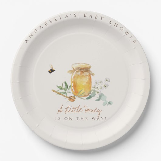 Sweet Little Honey Baby Dusche Begrüßungszeichen Pappteller (Vorderseite)