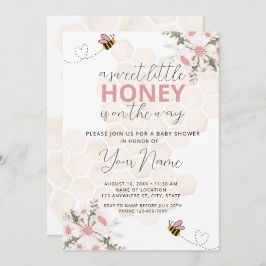 Sweet Little Honey Baby Shower Einladung (Vorne/Hinten)