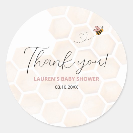 Sweet Little Honey Baby Shower Thank You Sticker (Vorderseite)