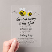 Sweet Little Honey Bee 1. Geburtstag Party Acryleinladungen (Insitu (Handheld))