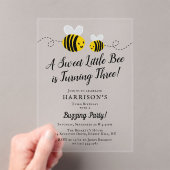 Sweet Little Honey Bee 3. Geburtstag Party Acryleinladungen (Insitu (Handheld))