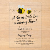 Sweet Little Honey Bee 3. Geburtstag Party Acryleinladungen (Vorderseite)