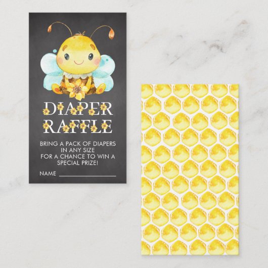 Sweet Little Honey Bee Baby Diaper Raffle Ticket Begleitkarte (Vorne/Hinten)