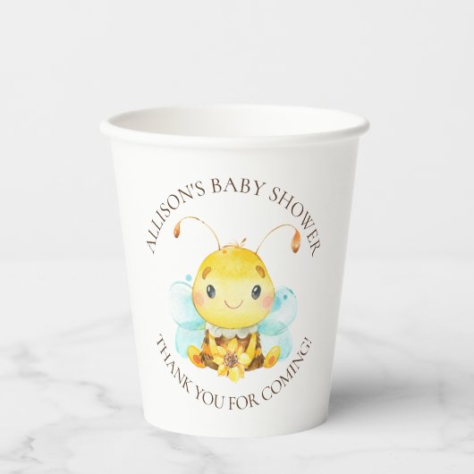 Sweet Little Honey Bee Baby Dusche Danke Clas Pappbecher (Vorderseite)