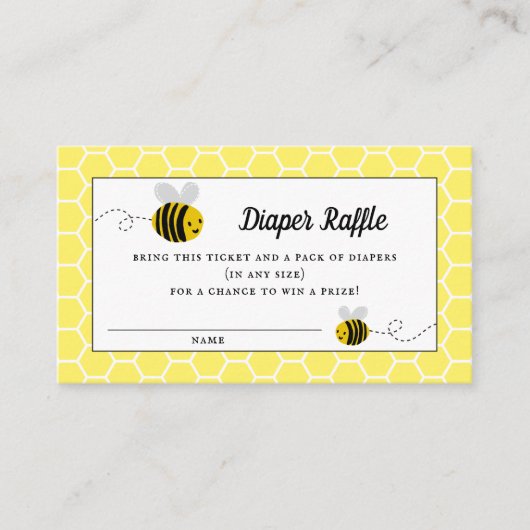 Sweet Little Honey Bee Baby Dusche Windel Raffle Begleitkarte (Vorderseite)