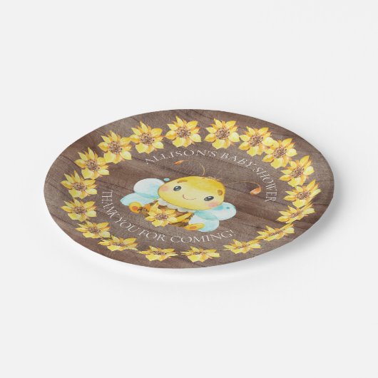 Sweet Little Honey Bee Baby Shower 7" Plättchen Pappteller (Schrägansicht)