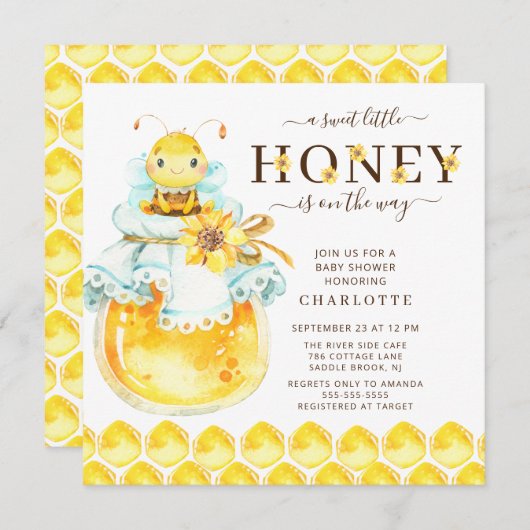 Sweet Little Honey Bee Baby Shower Einladung (Vorne/Hinten)