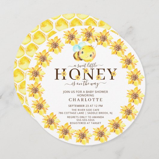 Sweet Little Honey Bee Baby Shower Einladung (Vorne/Hinten)