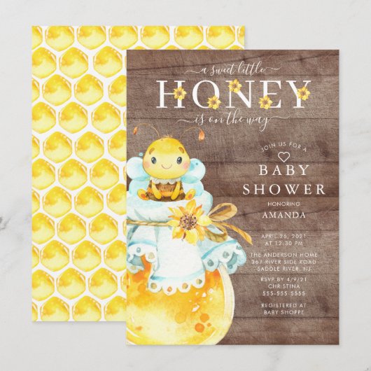 Sweet Little Honey Bee Baby Shower Einladung (Vorne/Hinten)