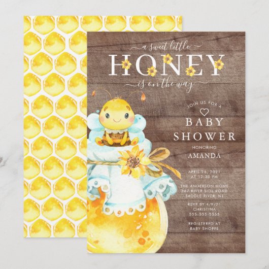 Sweet Little Honey Bee Baby Shower Einladung (Vorne/Hinten)