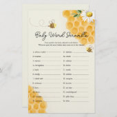 Sweet Little Honey Bee Baby Shower Word Scramble (Vorne/Hinten)