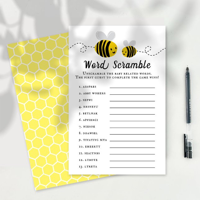 Sweet Little Honey Bee Baby Shower Word Scramble (Von Creator hochgeladen)