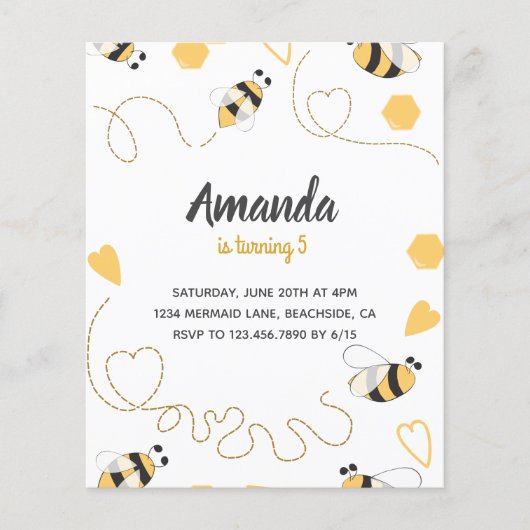 Sweet Little Honey Bee Birthday Party Einladung Flyer (Vorne)