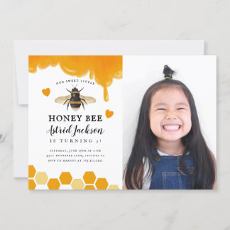Sweet Little Honey Bee Birthday Party Foto Einladung