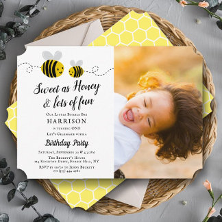 Sweet Little Honey Bee Foto 1. Geburtstag Einladung