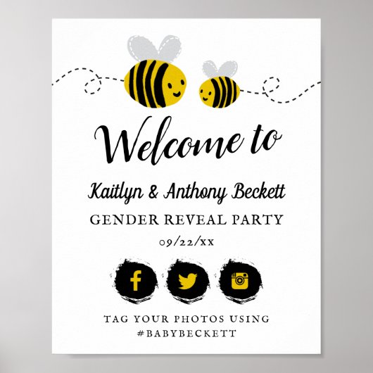 Sweet Little Honey Bee Party Willkommen Poster (Vorne)