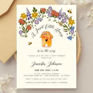 Sweet Little Honey Vintag Flower Babydusche Einladung