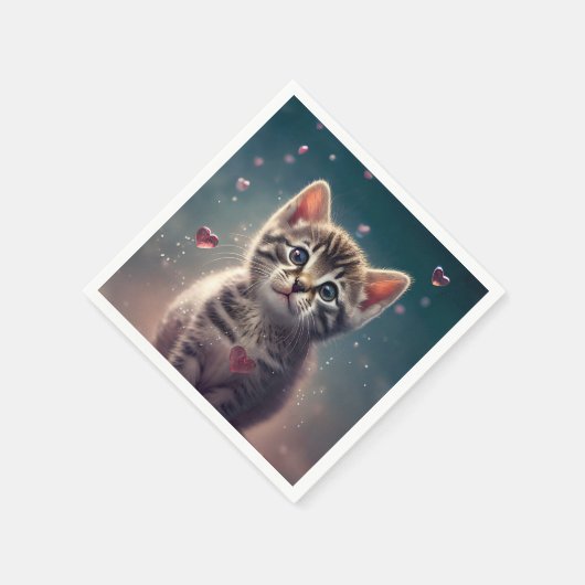 Sweet Little Kitten Liebe Serviette (Ecke)