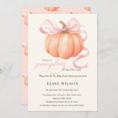 Sweet Little Kürbis Pink Bogen ist auf dem Weg Einladung (Vorne/Hinten)