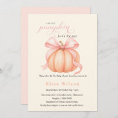 Sweet Little Kürbis rosa Bogen ist auf dem Weg inv Einladung (Vorne/Hinten)