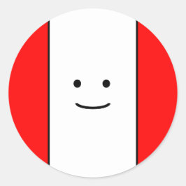 Sweet Little Lächeln Gesicht Bright Red Edge Strei Runder Aufkleber