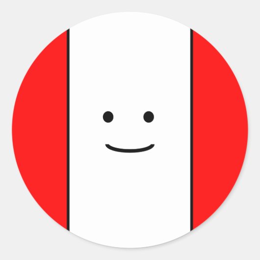 Sweet Little Lächeln Gesicht Bright Red Edge Strei Runder Aufkleber (Vorderseite)