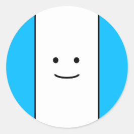 Sweet Little Lächeln Gesicht Bright Sky Blue Strei Runder Aufkleber