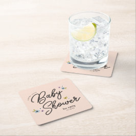 Sweet Little Lady Daisy Light Pink Baby Girl Rechteckiger Pappuntersetzer