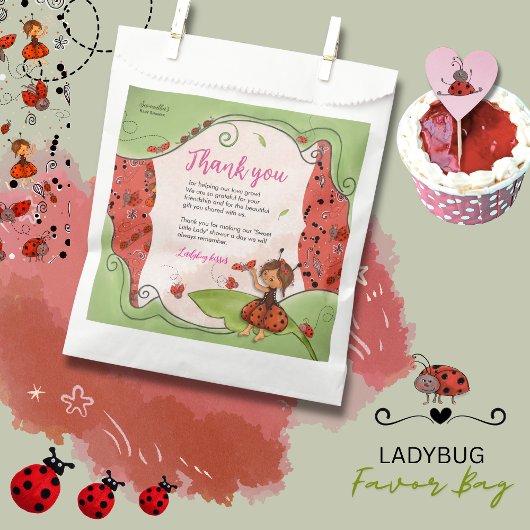 Sweet Little Lady Ladybug Baby Shower Thank You  Geschenktütchen