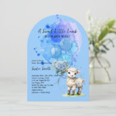 Sweet Little Lamb Baby Dusche Blue Hydrangea Arch Einladung (Stehend Vorderseite)