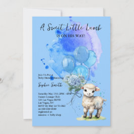 Sweet Little Lamb Baby Dusche Blue Hydrangea Einladung