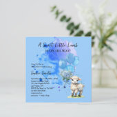 Sweet Little Lamb Baby Dusche Blue Hydrangea Einladung (Stehend Vorderseite)