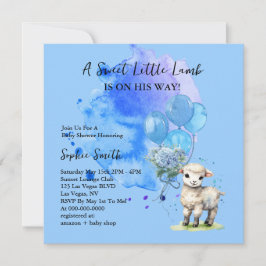 Sweet Little Lamb Baby Dusche Blue Hydrangea Einladung