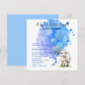 Sweet Little Lamb Baby Dusche Blue Square Einladung (Vorne/Hinten)