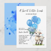 Sweet Little Lamb Baby Dusche Blue Wasserfarbe Einladung (Vorne/Hinten)