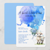 Sweet Little Lamb Baby Dusche Blue Wasserfarbe Einladung (Vorne/Hinten)