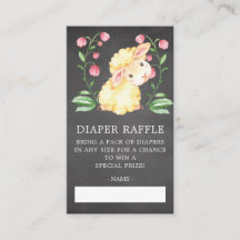 Sweet Little Lamb Baby Shower Diaper Raffle Ticket